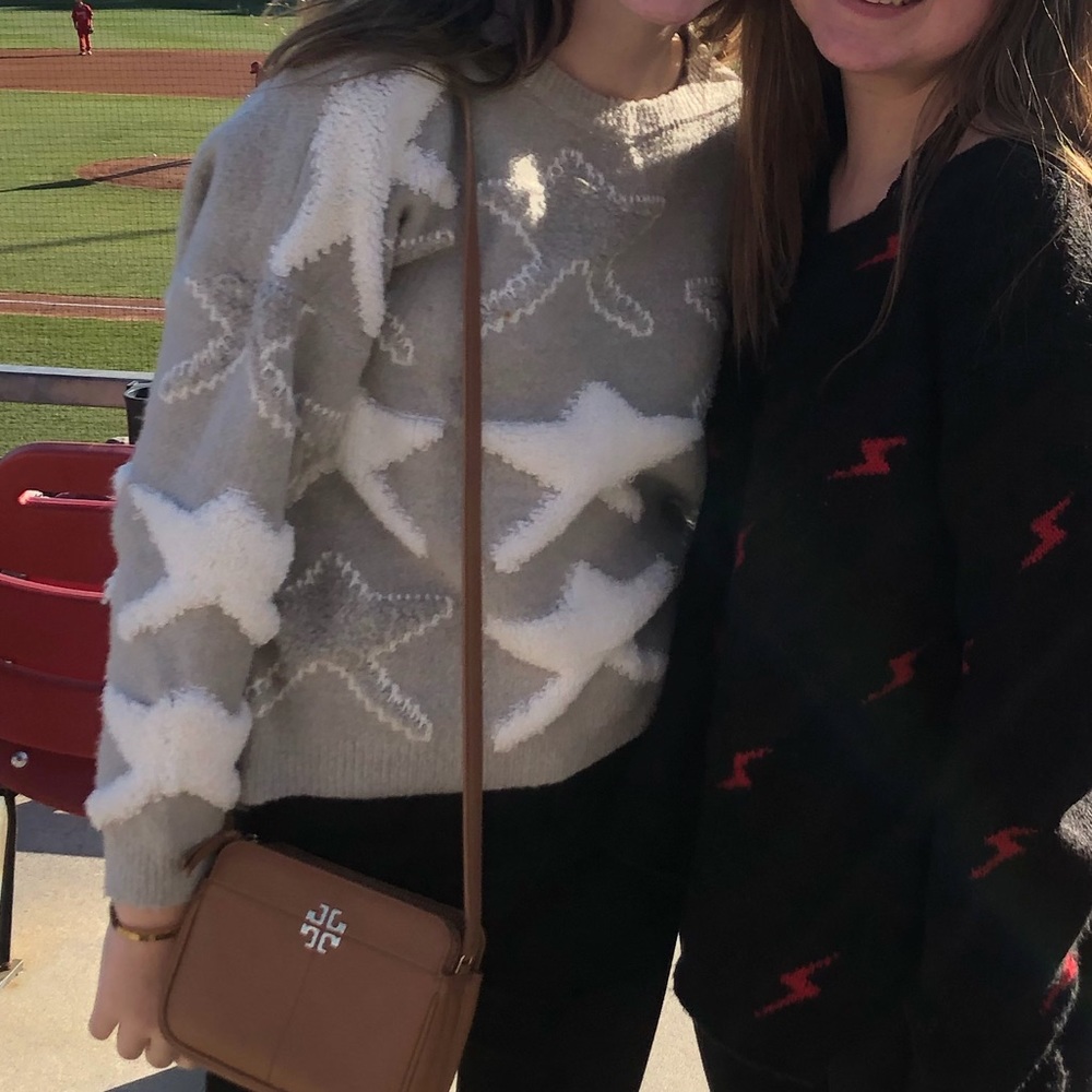 Grey and white star sweater